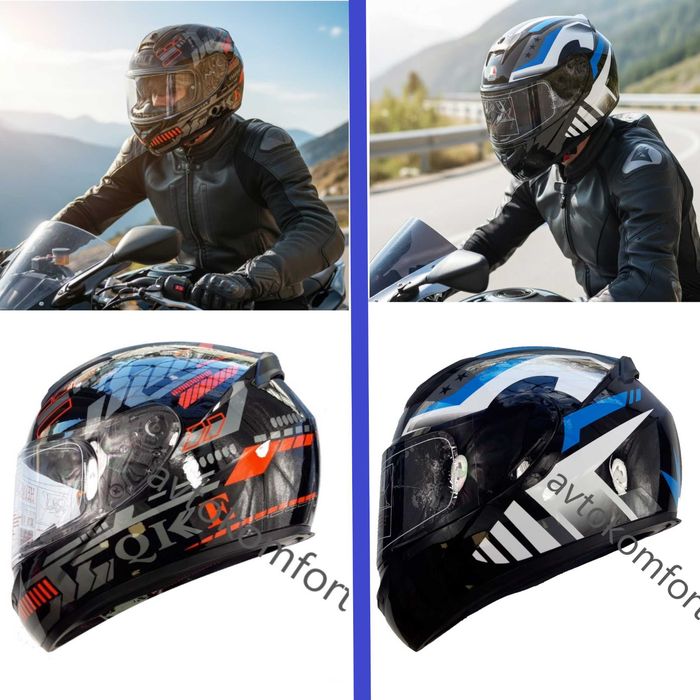 Каска за Мотор Мотоциклет QKE Различни Размери С DOT Сертификат