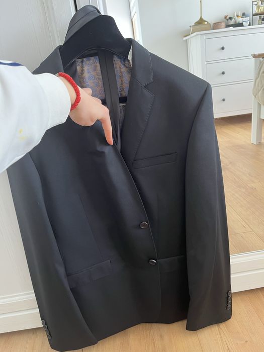 Мъжки черен стилен костюм Slim Fit  Pierre Cardin  50 размер