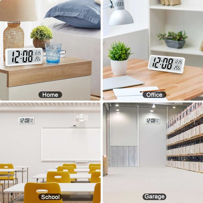 НОВ! Дигитален стенен часовник, големи цифри, температура, безшумен