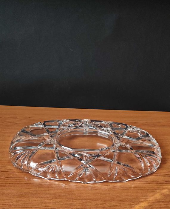 Голямо кристално плато за ордьоври с 5 сектора