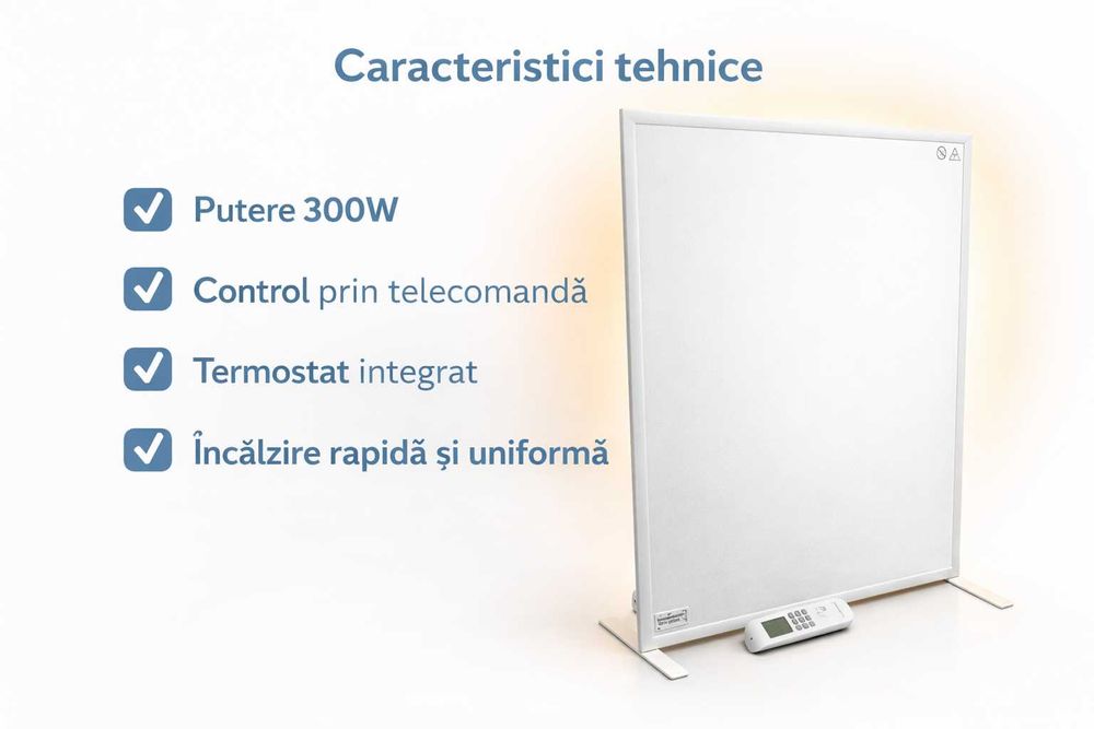 Panou radiant infrarosu 300W pentru incalzire eficienta