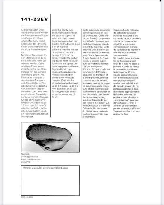 Masina de cusut Branturi de incaltaminte  Strobel 141-23 ev