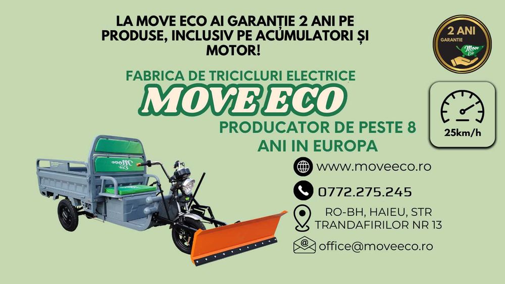 Triciclu electric omologat cu remorca / Top Vanzari/ Produs MoveEco-RO