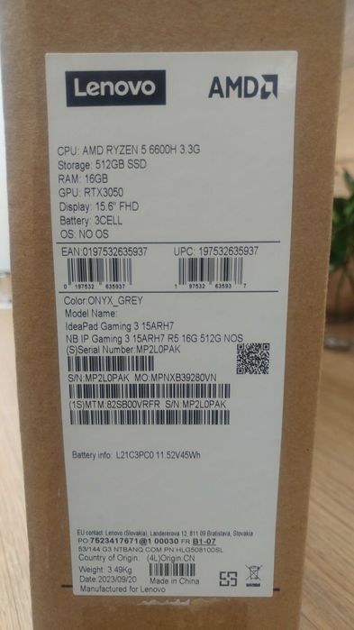 Lenovo IdeaPad Gaming 3 15ARH7 - чисто нов геймърски лаптоп