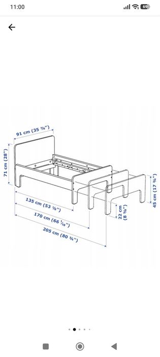 Детско разтегателно легло IKEA SLAKT с включена подматрачна рамка и матрак + подарък преграда