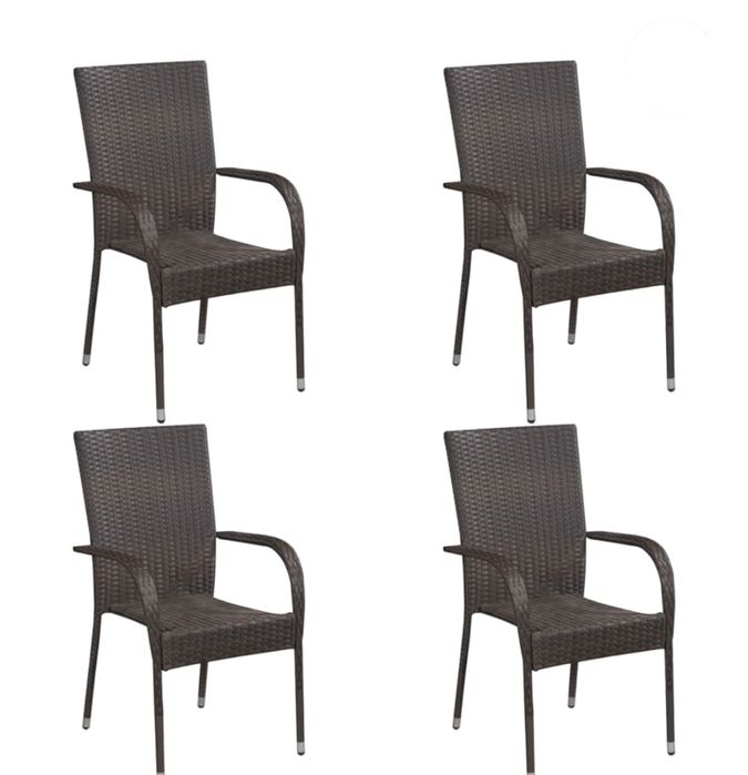 Стифиращи външни столове, 2 бр, полиратан, сиви