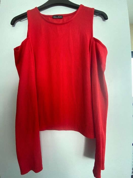 Bluza cu umeri goi, rosu, S, nou