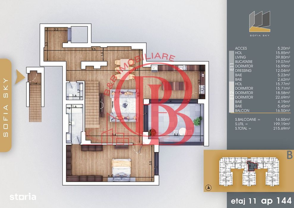 Th. Pallady 5 camere Duplex | Living 40mp | Dormitor 19mp