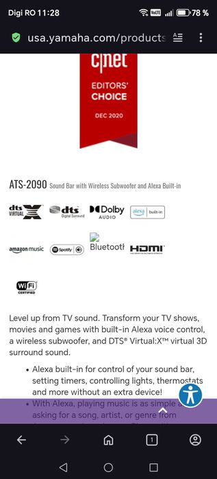 Soundbar Yamaha ats 2090, yas 209