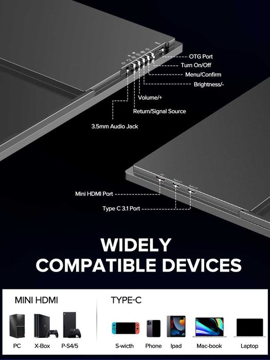 Monitor Portabil UPERFECT 24.5 Inch 2k 165HZ 2550 x 1440