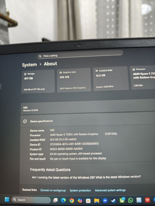 Laptop Msi modern 15 B7M