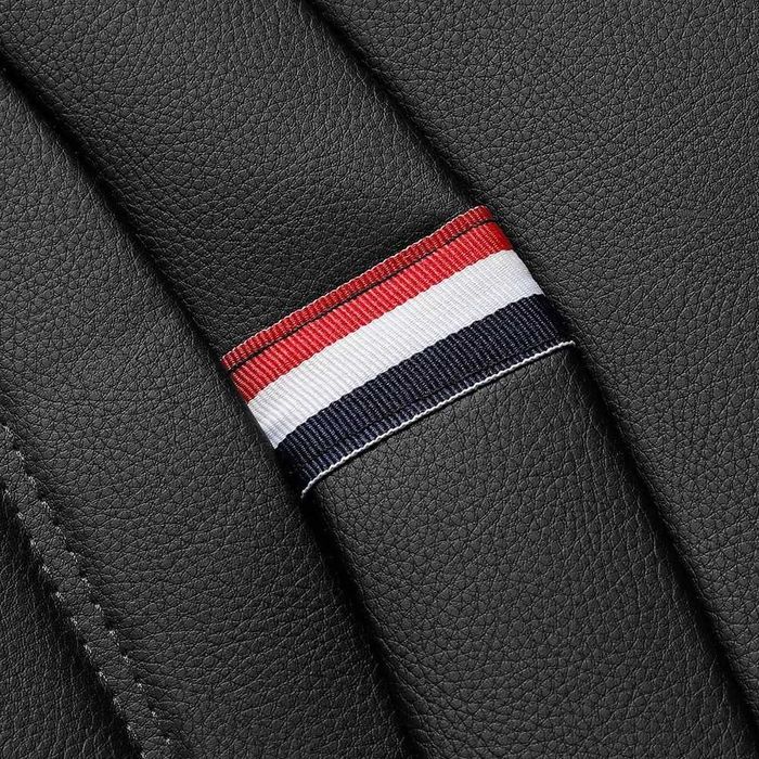 Луксозна универсална кожена тапицерия - черна или черна със син шев