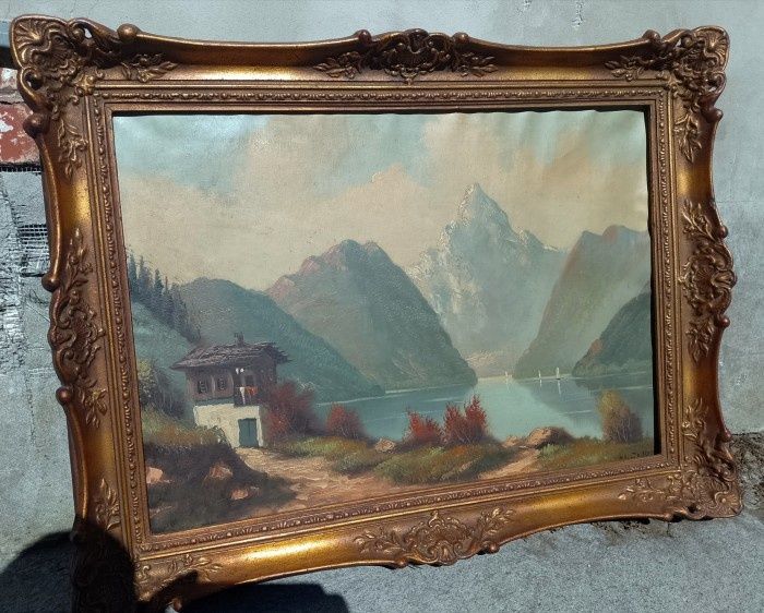 Tablou Ulei pe pânză o lucrare semnata încadrată într-o ramă din lemn