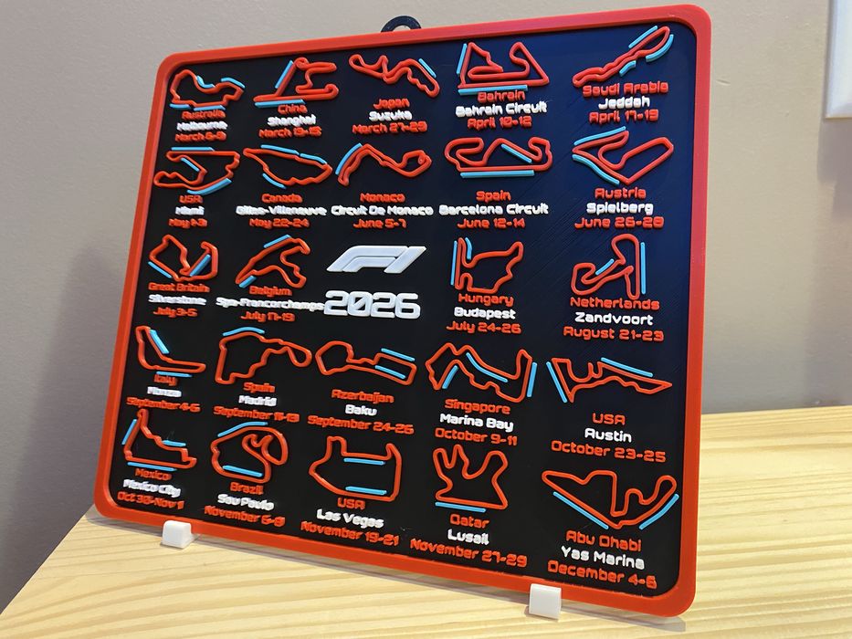 Tablou calendar Formula 1 2026 – circuite oficiale + zone DRS