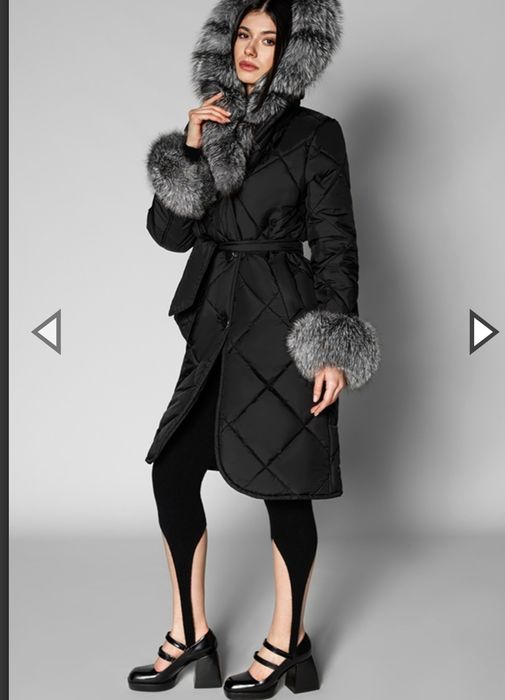 Geaca  de fâș cu gluga si vulpe polara