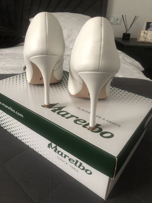 Pantofi albi, piele, Marelbo