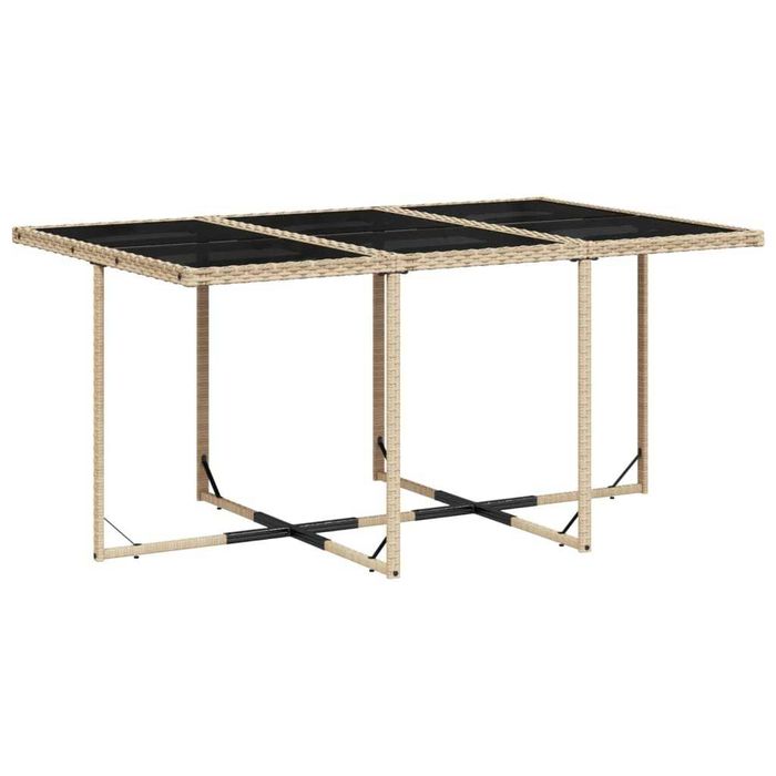 set de masa pentru gradina, 7 piese, cu perne, bej, poliratan