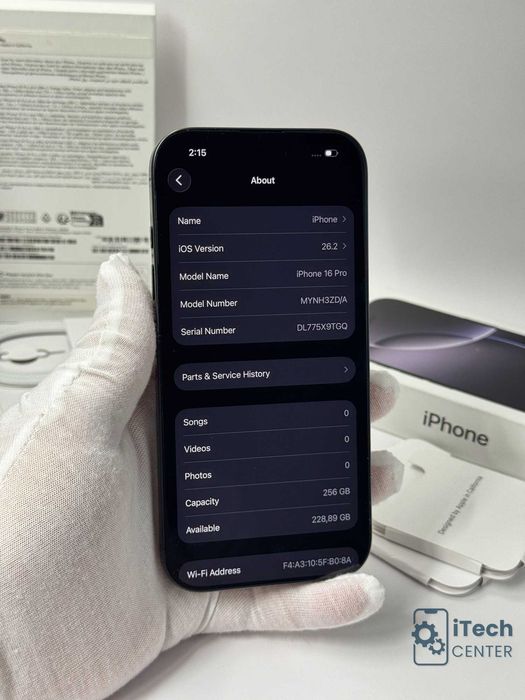iPhone 16 Pro 256GB Black, 94% батерия, КАТО НОВ, 1г. ГАРАНЦИЯ!