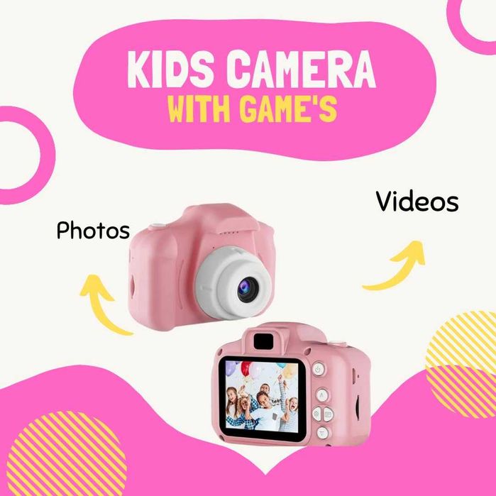 Детски дигитален фотоапарат  2'' дисплей, Full HD видео +32GB SD розов