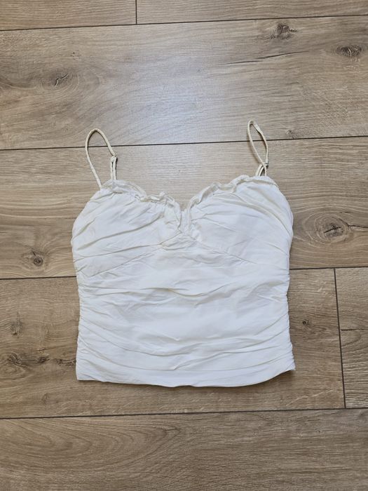 Top alb Zara cu bretele