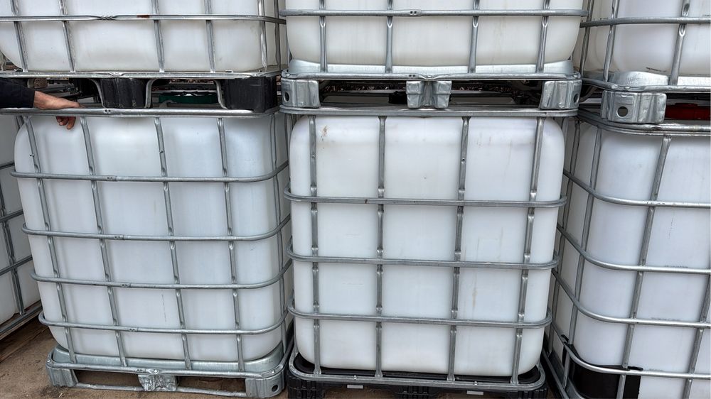 Bazin IBC 1000L alimentar, import Italia, cu robinet, factură