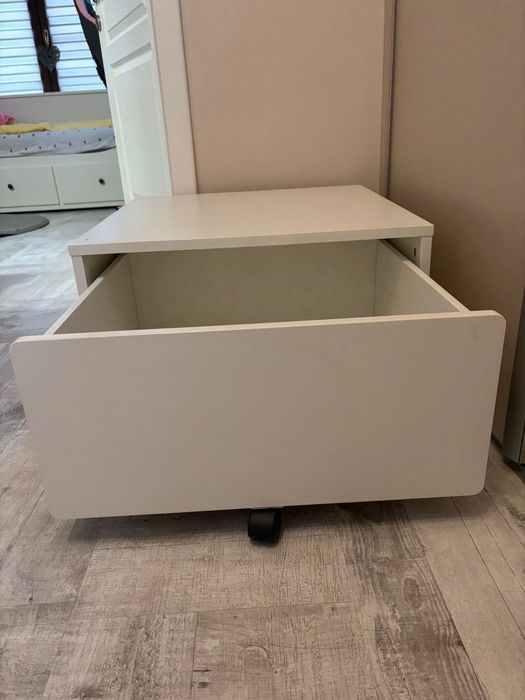 Cutii depozitare+rotile, alb, 62x62x35 cm, 2 bucati