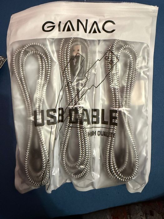 Комплект 3 бр. Micro USB кабели GIANAC – здрава текстилна оплетка