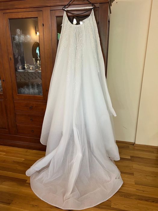 Trenă rochie de mireasă cu mărgele, 2m, impecabilă