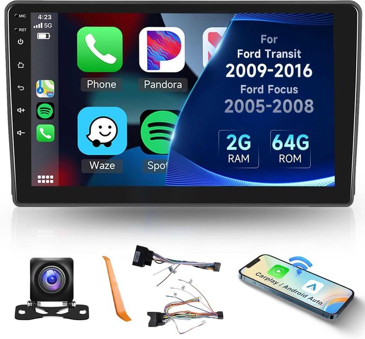 Мултимедия Двоен дин, Навигация, за Ford Focus, Ford Transit, CARPLAY, WAZE Android, Transit, Focus 2005-2016 година