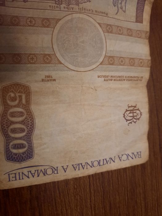 Bancnota de colectie 5000 lei 1992