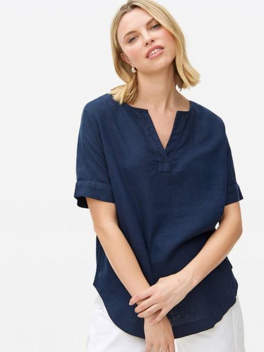 Блуза на лето из темносинего льна Mark's Spencer