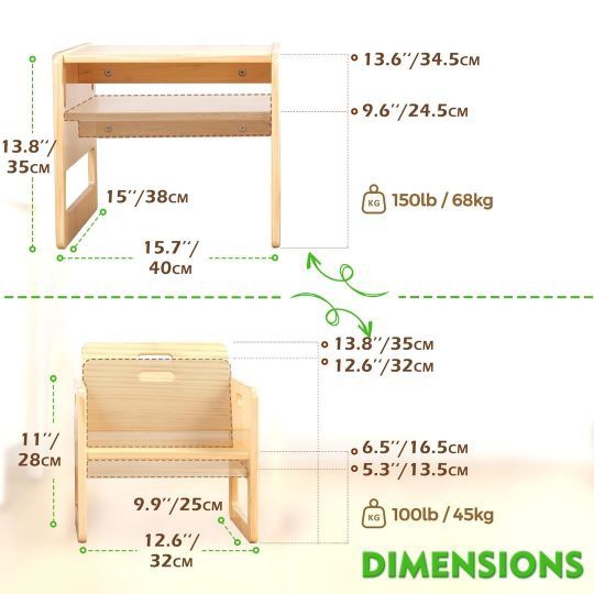 Set masă și scaun reglabil pentru copii între 1 și 4 ani