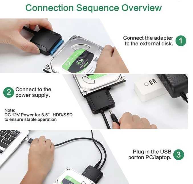 Адаптер USB 3.0 към SATA 3 за външни дискове