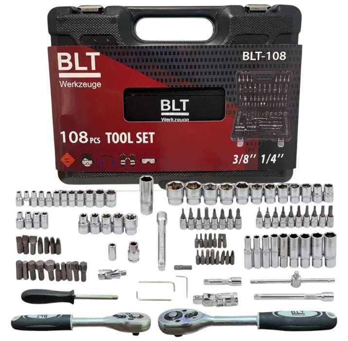 НЕМСКО Гедоре 108 Части 1/4“ & 3/8“ BLT Werkzeuge + ЛЕД ФЕНЕР