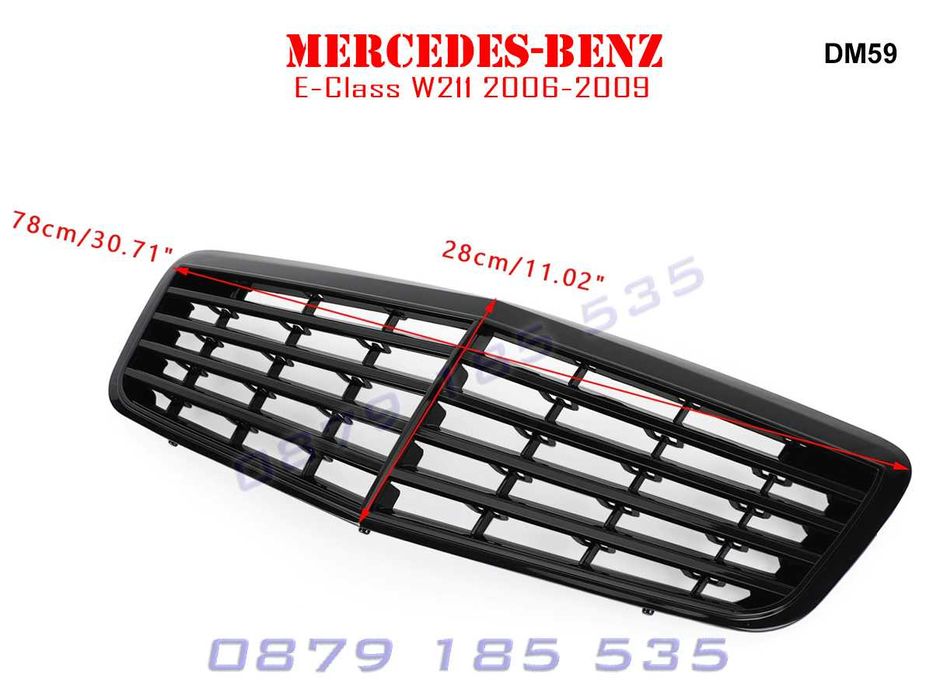 Предна черна решетка AMG Mercedes E W211 06-09г тунинг мерцедес е клас