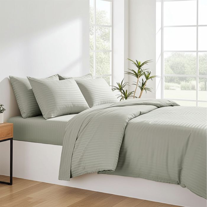 Lenjerie Damasc Merlin Dx004, Damasc, 4 Piese, Cu Elastic, Bej