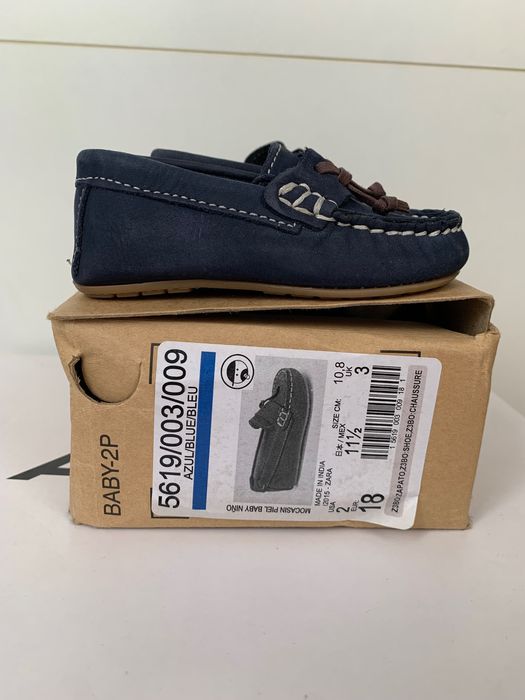 Papucei piele bebelusi Zara, marime 18, noi