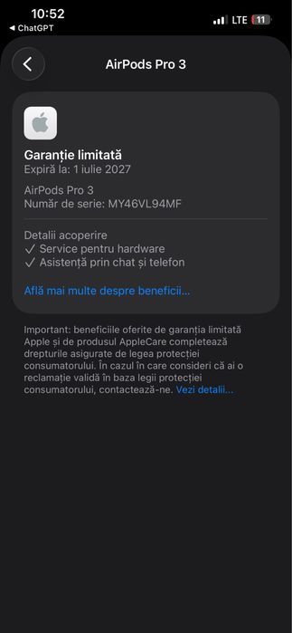 Vând AirPods Pro 3 originale, în stare impecabilă,