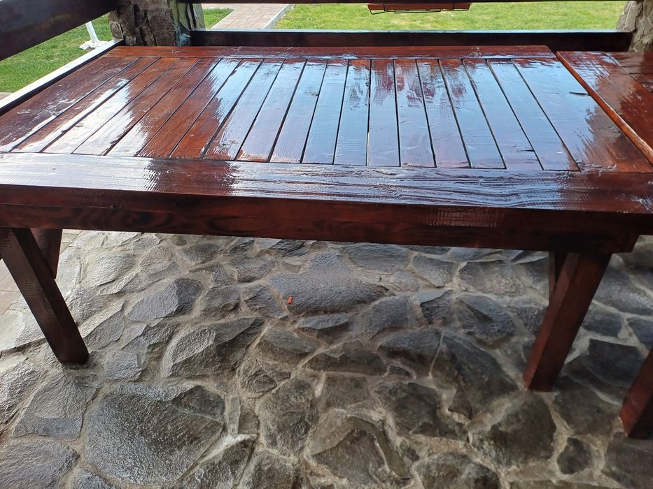 Masa de terasa rustica lemn 2 bucati