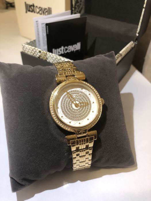 Ceas Dama Just Cavalli multe pietricele /Auriu