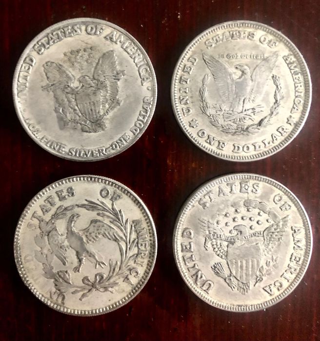Лот от 4 сребърни долара ( копия ) общо 20,- лв