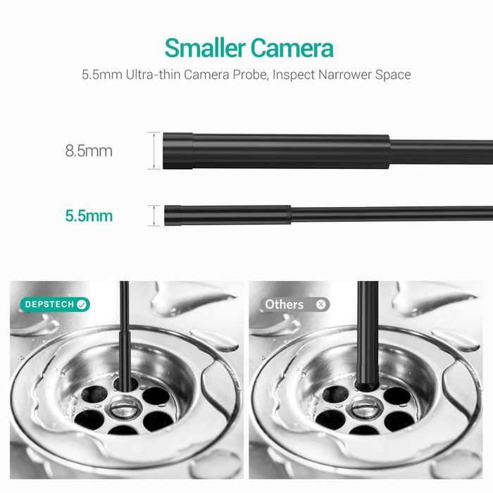Професионален ендоскоп DEPSTECH 2.0MP, 5 метра с 5,5 mm глава