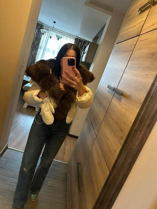 Зимно яке с яка от естествен косъм лисица намалено