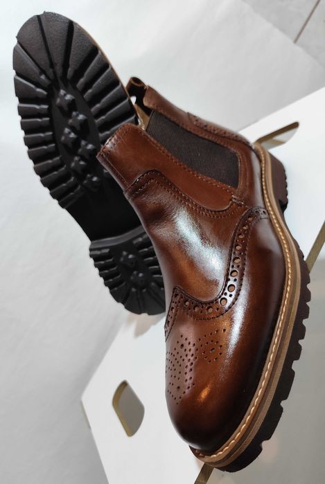 Ghete chelsea 40.5 41 brogue Lavoratione Artigianale piele naturala