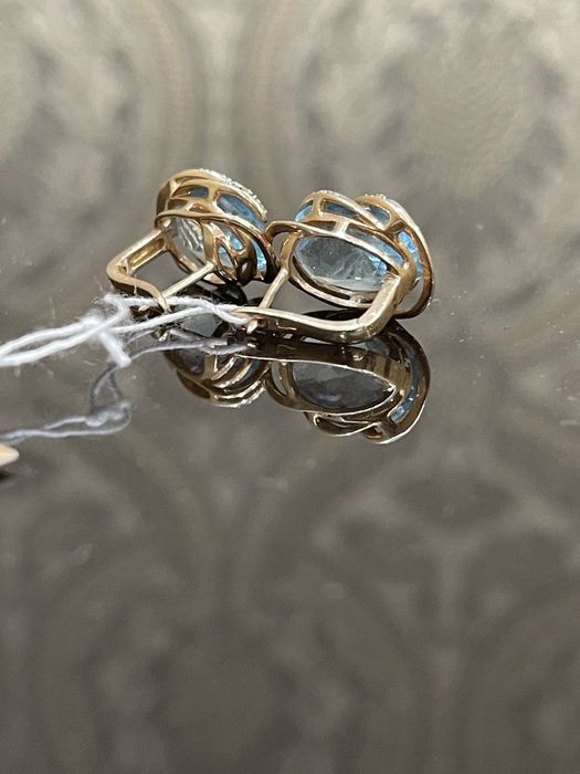 Золотые серьги, проба 583, вес 6.6 грамм