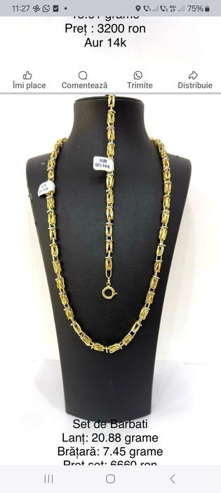 Set lant de aur cu bratara ,lanțul are 22 grame iar brațara 7 grame