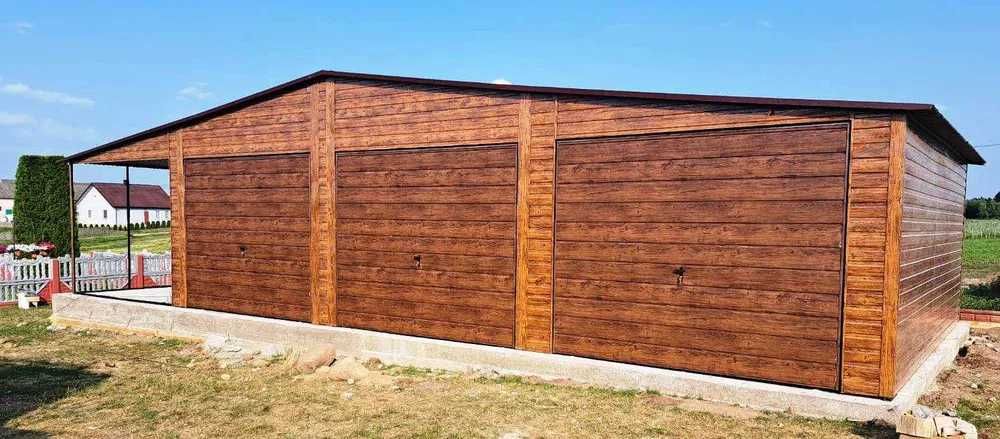 Garaj 6 m × 6 m din tablă acrilică + Copertină 2 m × 6 m