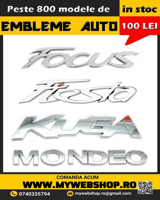 Emblema Kuga, Focus, Fiesta, Mondeo pentru spate portbagaj Ford