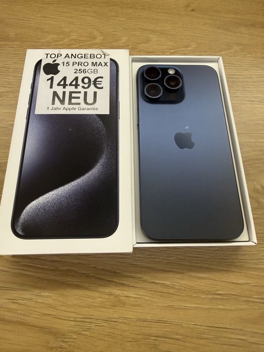 15 Pro max Blue Titanium 256GB-Като нов 100% батерия