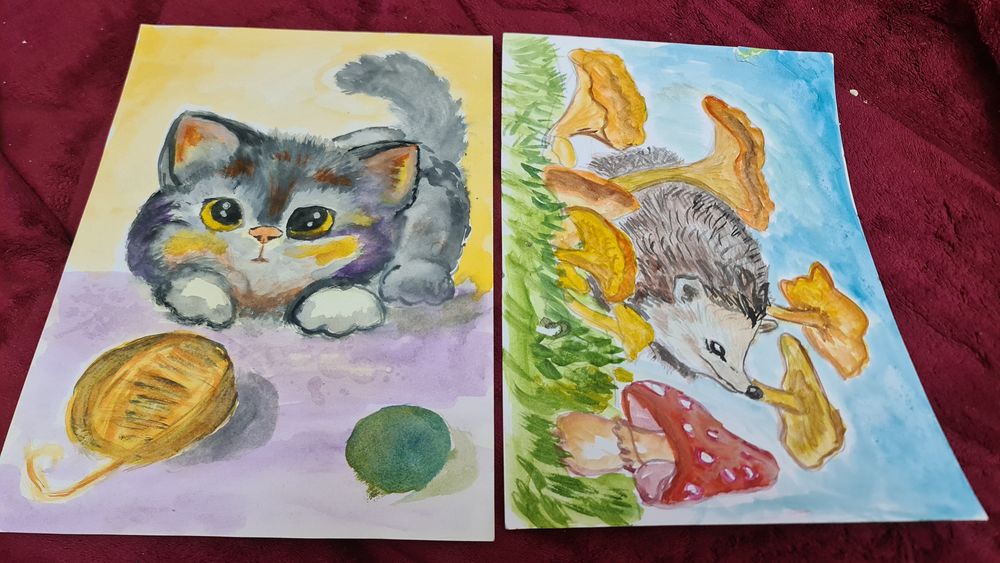 Рисунки А4 акварель и карандаши